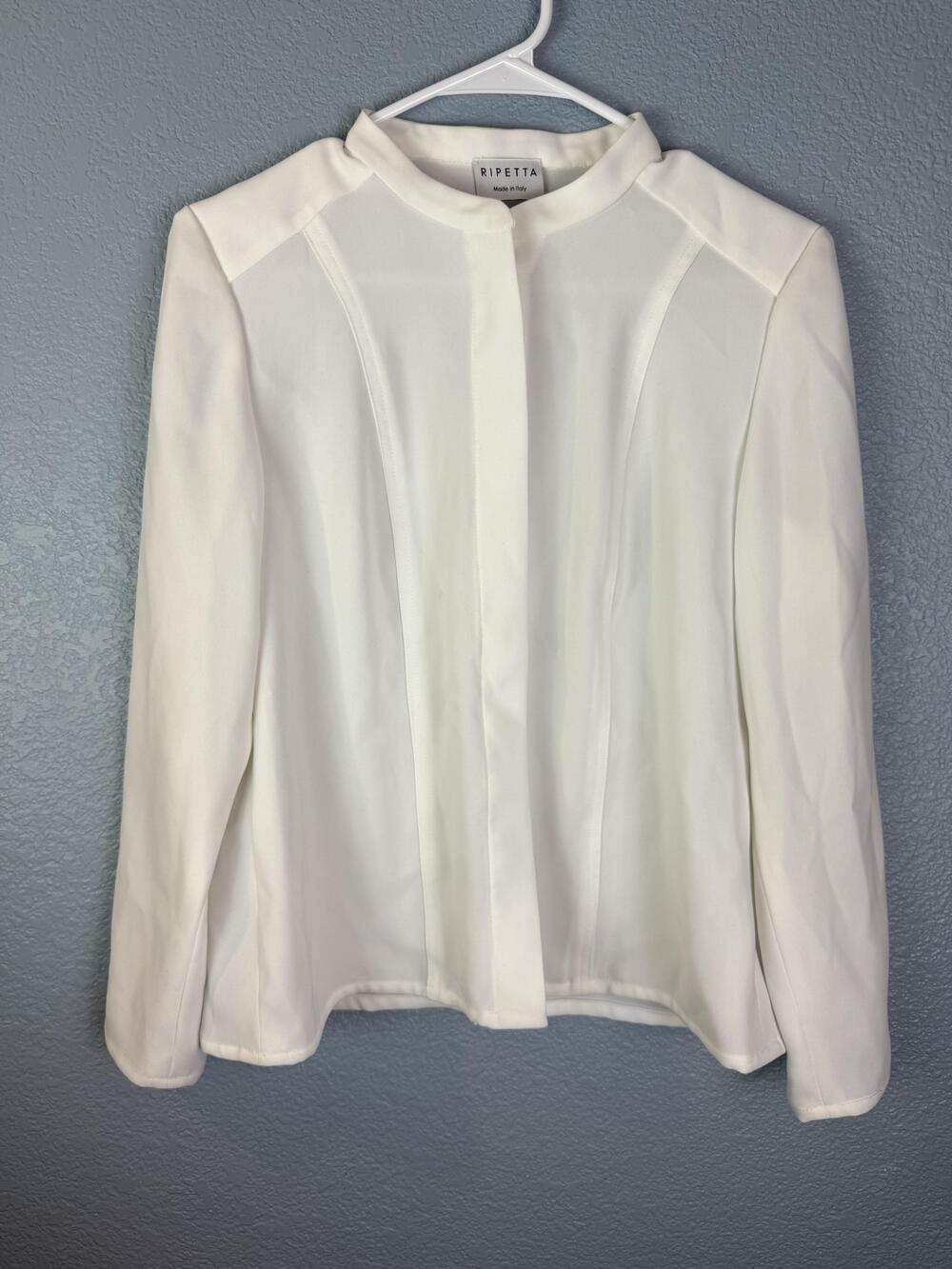 Ripetta Jacket Womens Medium White Made Italy Structured Button Up Blazer Suit